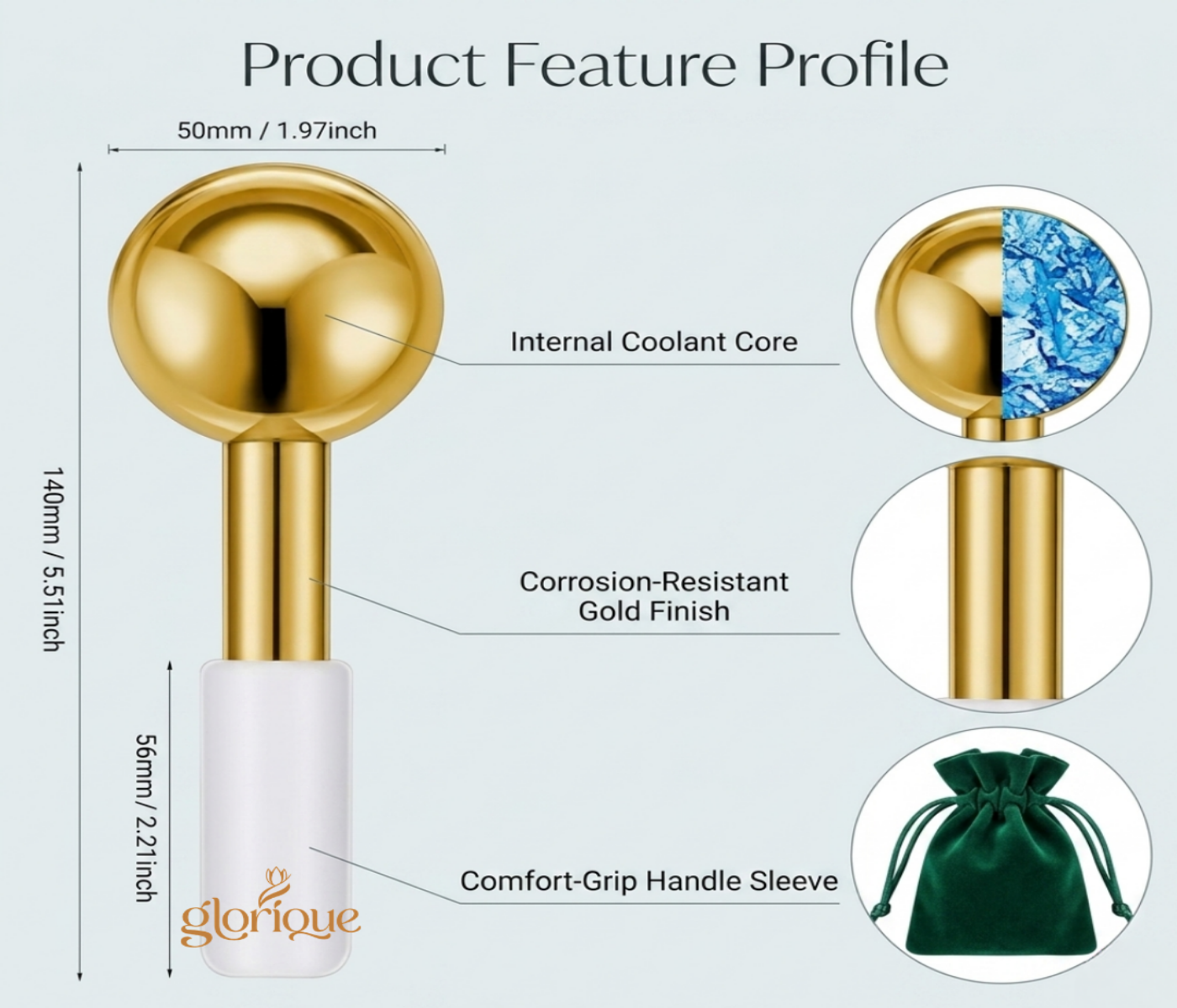 Glorique Stainless Steel Cooling Ice Globes Facial