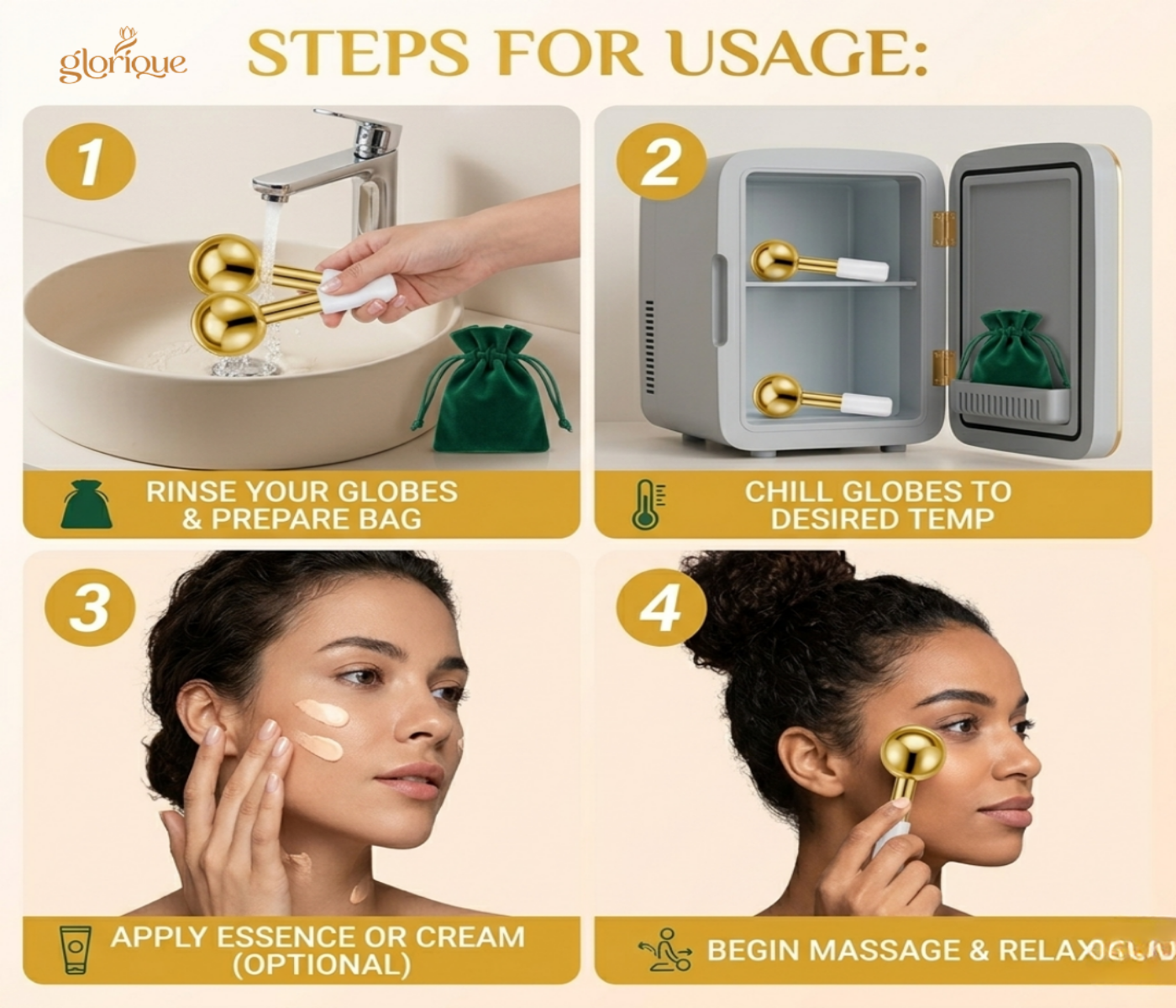 Glorique Stainless Steel Cooling Ice Globes Facial